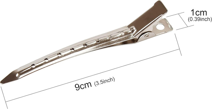25 Pieces Duck Bill Hair Clips, 3.5 Inch Rustproof Metal Alligator Curl Clips with Holes for Hair Styling, Hair Coloring, Thick Hair Sectioning, Salon, Bows DIY, Silver (25 Pcs, 3.5In Silver)