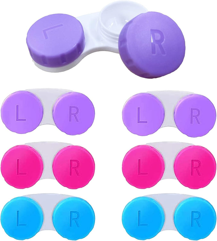 6 Packs Contact Lens Cases, Contact Lenses Holder Box with Left/Right Caps for Home Travel Outdoor