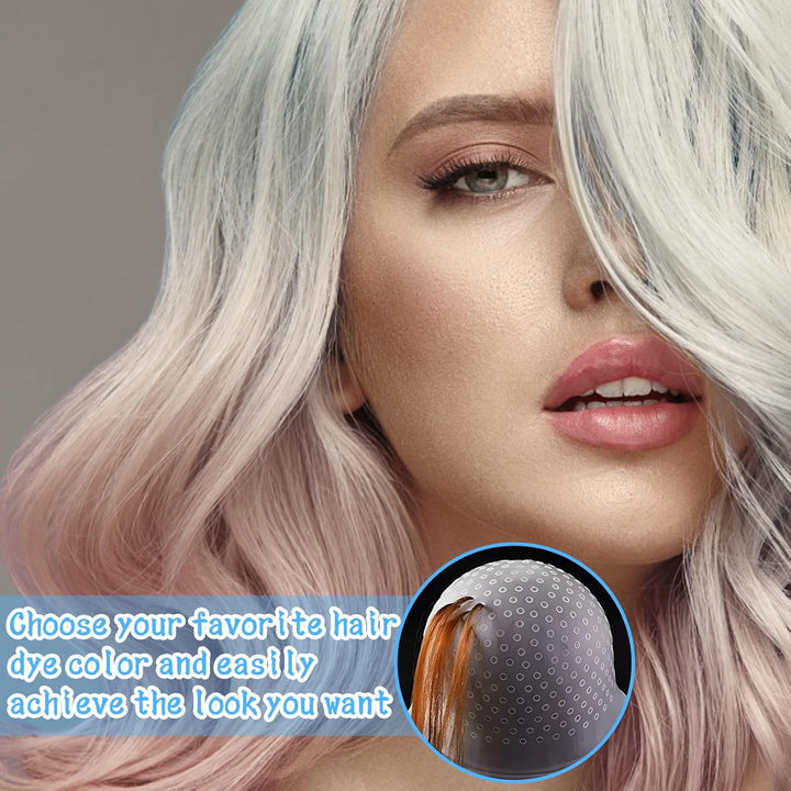 Highlight Cap and Hook Kit, 12-Piece Silicone Hair Highlighting Set with Dye Tools, Professional Streaking Cap for DIY Home Styling and Salon Use