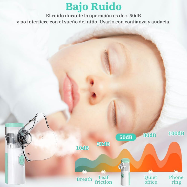 Nebuliser Machine for Adults and Kids, Cool Mist Steam Inhaler with 1 Nozzle and 1 Adult Mask and 1 Kid'S Mask, Adjustable Atomization Rate, Portable Nebulizer Machine for Home and Travel Use