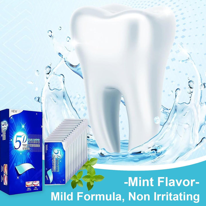 Teeth Whitening Strips, Tooth Whitener, Teeth White Kits Mint Flavor, Non Slip Effective Formula Fast Remove Smoking, Coffee and Wine Stains, 14 Pairs