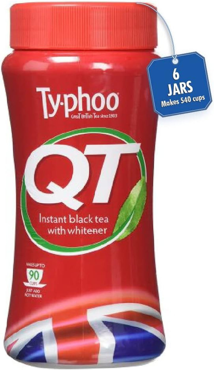 Typhoo QT • Instant One Cup Tea with Whitener • 12 X 125G Tub • Makes up to 60 Cups of Instant Tea • Creamy, Sweet & Convenient • Just Add Hot Water • No Teabags or Milk Needed