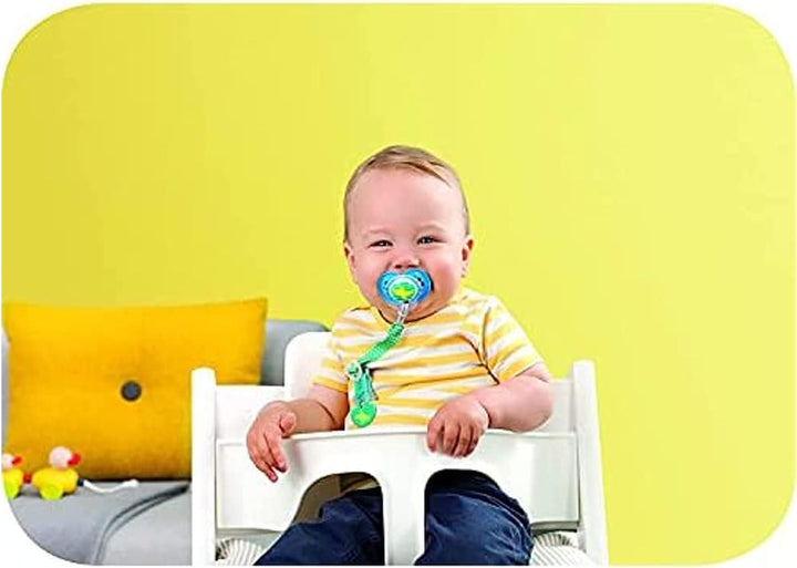Dummy Clip | 2 Pack | Baby Soother Clips Fit All  Soothers | Adjustable Length and Lightweight Design | Baby Accessories | White with Blue Strap | Dummies Not Included