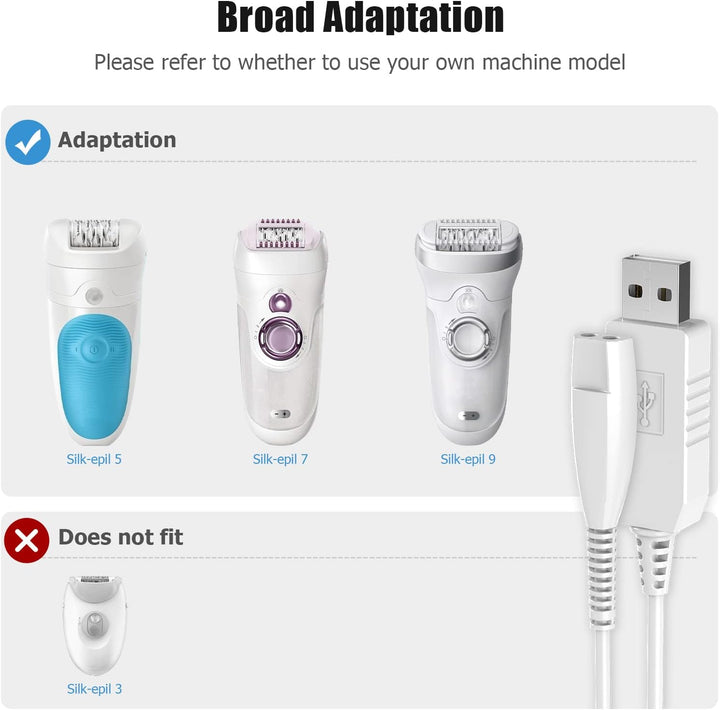 Charger for Braun Silk Epil 9,  Charger Cable Replacement for Braun Silk-Epil 9, Silk-Epil 7, Epil 5, Epil 9 Flex Epilator Hair Removal