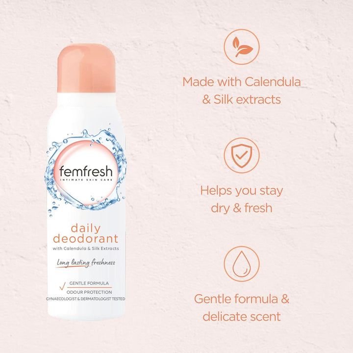 Daily Freshness Intimate Deodorant - Gentle Vaginal Odour Protection Spray for Women for Long Lasting Freshness - Hypoallergenic Scent, Safe Ultimate Skin Care for a Fresh Feeling - 125 Ml