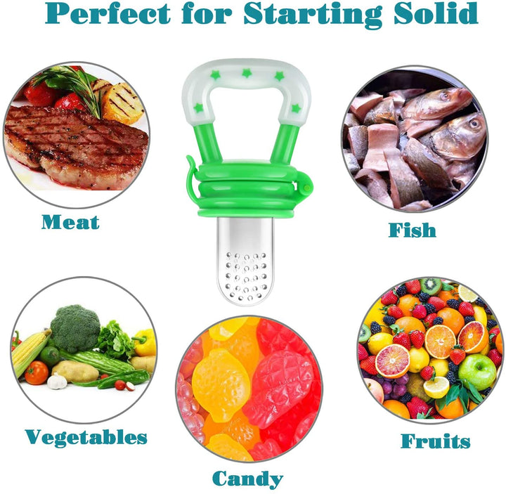 Baby Fresh Fruit Food Feeder Pacifier (3 Pack) |Training Massaging Toy Teether| Food Grade Soft Safe Bpa-Free Silicone Pouches| Babies Toddlers Infants Kids