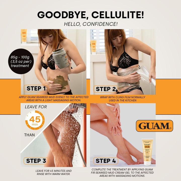 FIR anti Cellulite Seaweed Hot Body Mud - 1Kg Cellulite Remover for Flat Tummy & Waist - Belly Tightening Skin Firming Cream - INFRARED Body Warp Treatment - Boost Circulation, Improve Elasticity