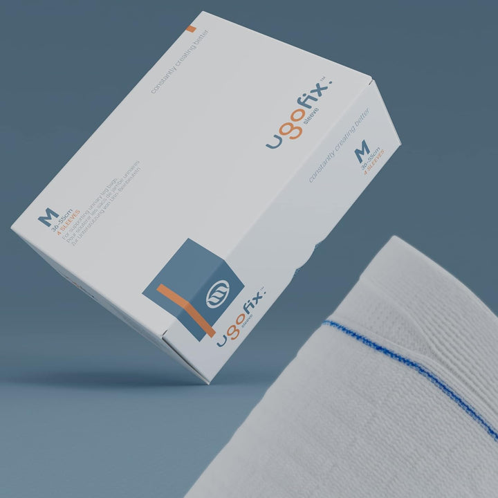 Ugo Fix Sleeve (X4) - Catheter Leg Bag Holder/Catheter Bag Cover, Strong and Durable Fibre Blends with External Seams, Washable and Reusable (Pack of 4) (Medium)