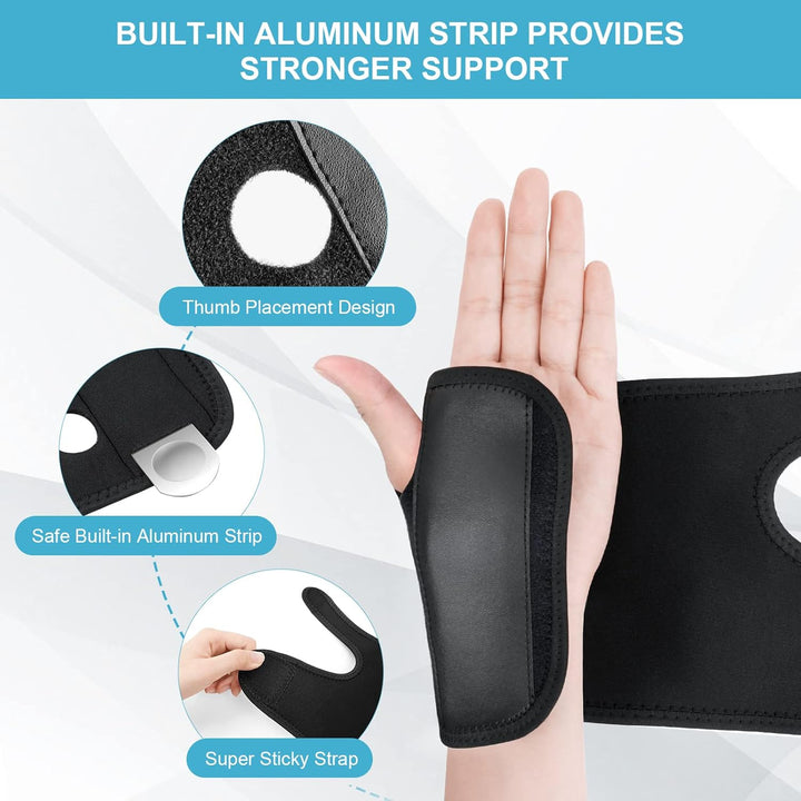 Adjustable Wrist Strap Carpal Tunnel Compression Splint Relieves Pain, Sprains, Tendonitis and Joint Pain, Breathable Brace Provides Wrist Support (Left)