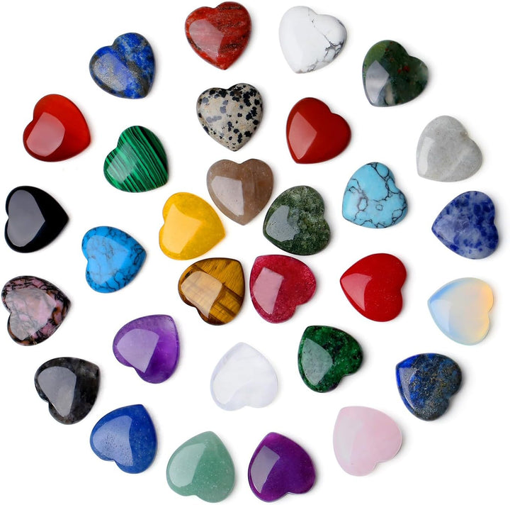 20PCS Heart Healing Crystals Gifts Gemstones Set Bulk Quartz Love Gem Stones Wholesale Polished Pocket Chakra Reiki Spiritual Wellbeing Stocking Filler Mini Small Gift for Women