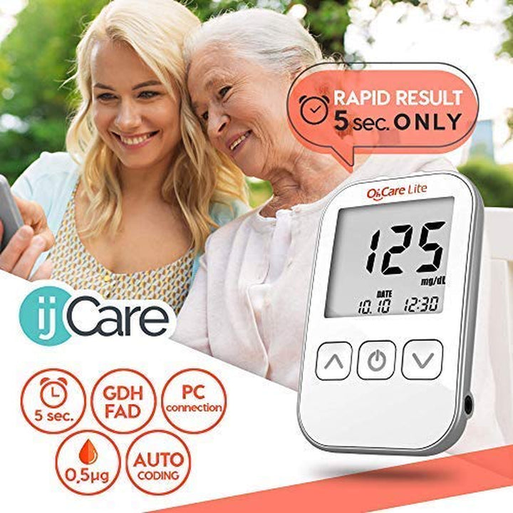 Oh 'Care Lite Diabetes Testing Starter Kit - Oh 'Care Lite Meter, 100 Oh 'Care Lite Blood Glucose Test Strips, 100 Lancets 30G, Lancing Aid, Control Solution, Operating Guide, Logbook & Carry Case