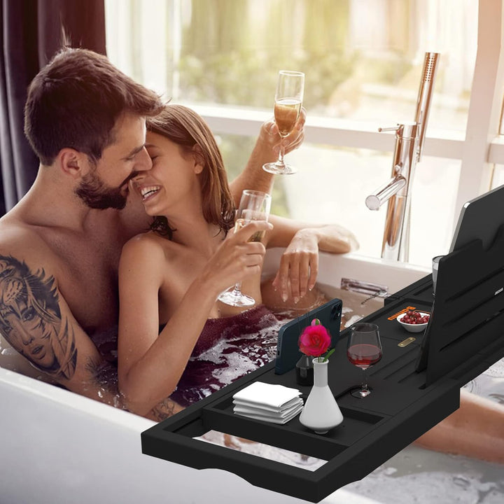 Premium Bathtub Tray Caddy - Expandable Bath Tray - Adjustable Bathroom Tray for Tub - Luxury Bath Caddy Tub Table - Unique House Warming Gifts New Home