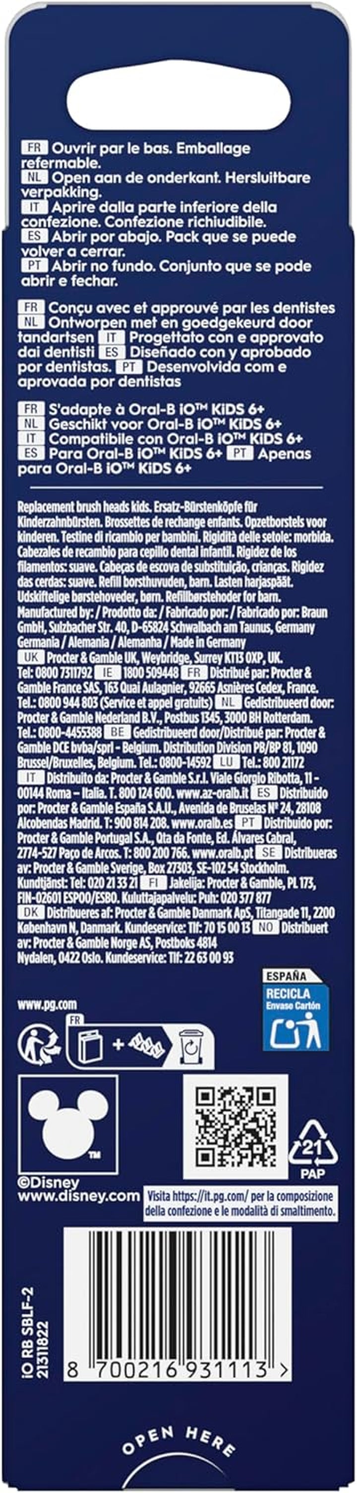 Io Kids Disney Stitch Electric Toothbrush Head for Ages 6+, Gentle on Wobbly Teeth & Gums for Cleaner Teeth, Pack of 2