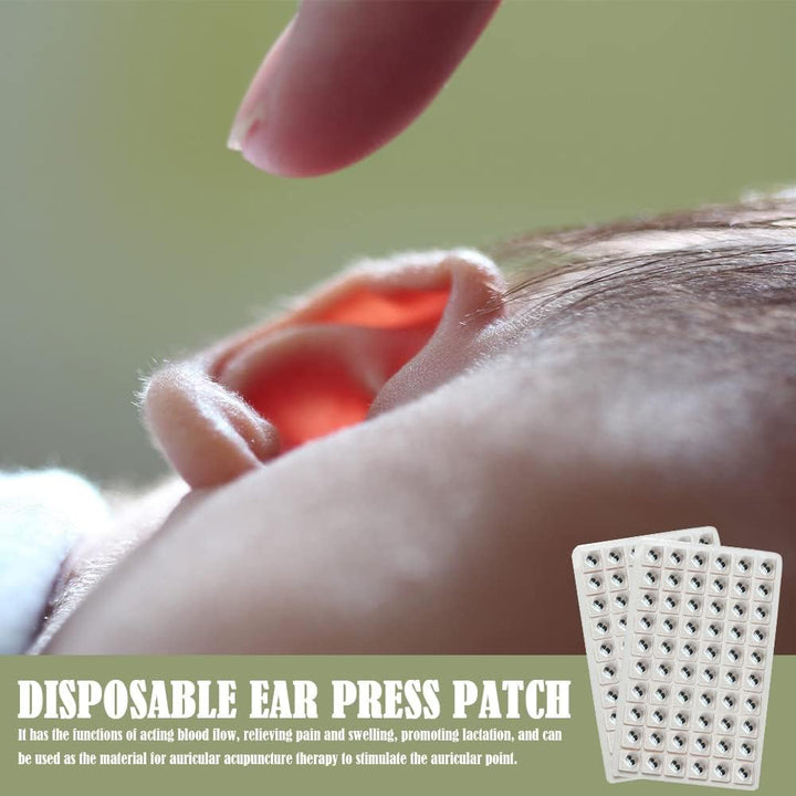 600 Pcs Acupuncture Vaccaria Ear Seeds Disposable Ear Press Seeds Acupuncture Vaccaria Massage Bean Ear Press Patch Use for Ear(10 Sheets)