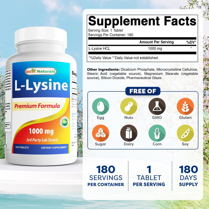 L-Lysine 1000 Mg 180 Tablets