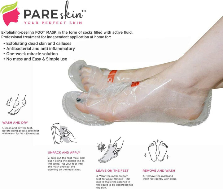 [ 2 Pack ] Foot Peel Mask - Cracked Heels Repair for Dry Callus Dead Skin - Exfoliating Peel Remover for Baby Soft Feet