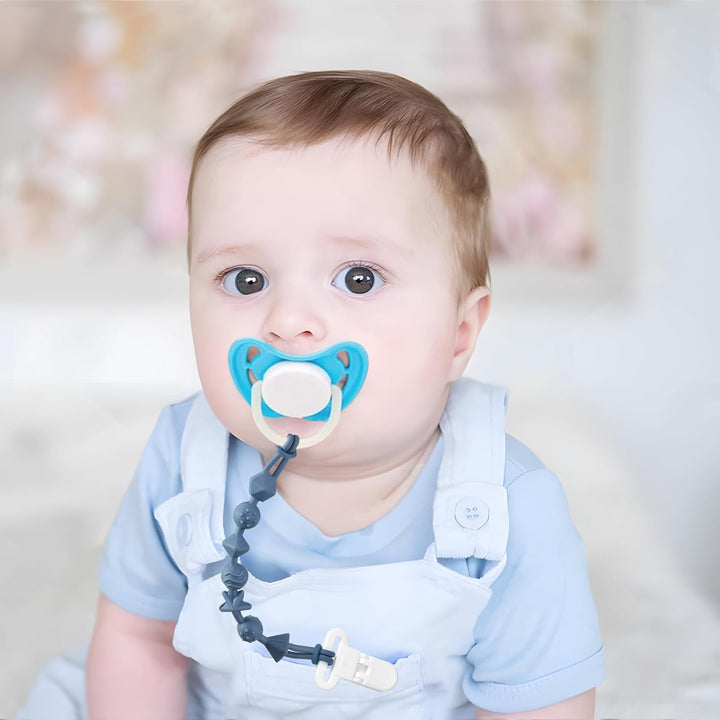 5 Pack Silicone Pacifier Clips, One Piece Design Pacifier Holder for Baby Boys & Girls, Teething Toys Teethers