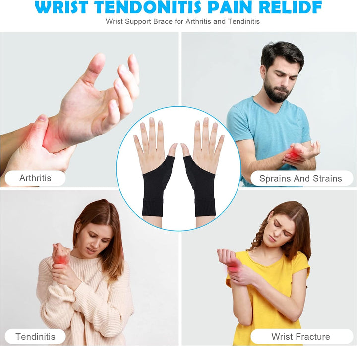 Arthritis Gloves, Elastic Wrist Support Thumb Support Brace with Gel, Breathable Comfortable Carpal Tunnel Splint per Relieves Wrist Thumb Pain, Sprains, Tendonitis and Joint Pain (S)
