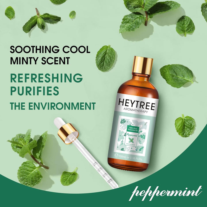 Peppermint Essential Oil 100Ml - Pure Natural Essential Oils Strong,Fresh Minty Scent Increases Clarity - Perfect for Aromatherapy,Diffuser, Clear Breathing-Strong Peppermint Oil