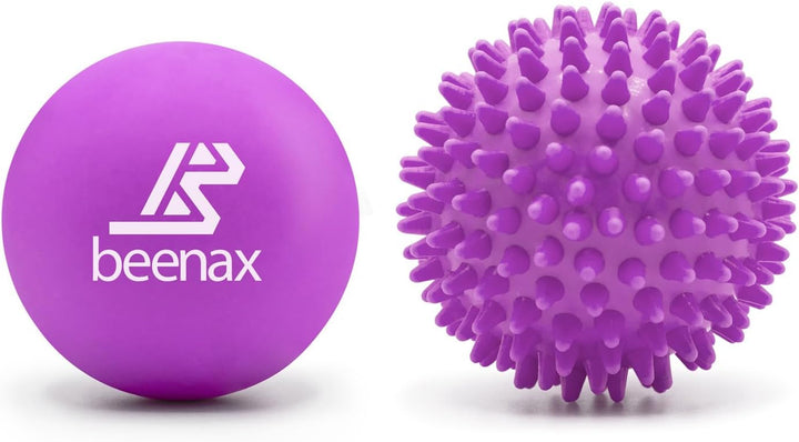 Lacrosse & Hard Spiky Massage Ball Set - Trigger Point, Myofascial Release, Plantar Fasciitis, Deep Tissue, Muscle Relief, Yoga, Pilates, Physio, Rehab - Relieve Stress and Relax Tight Muscle