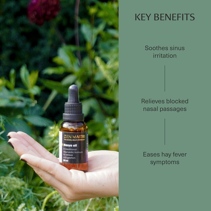 Natural Sinus Relief Decongestant Allergy Relief Support Natural Ingredients |  Nasya Ayurvedic Herbal Oil (30Ml)