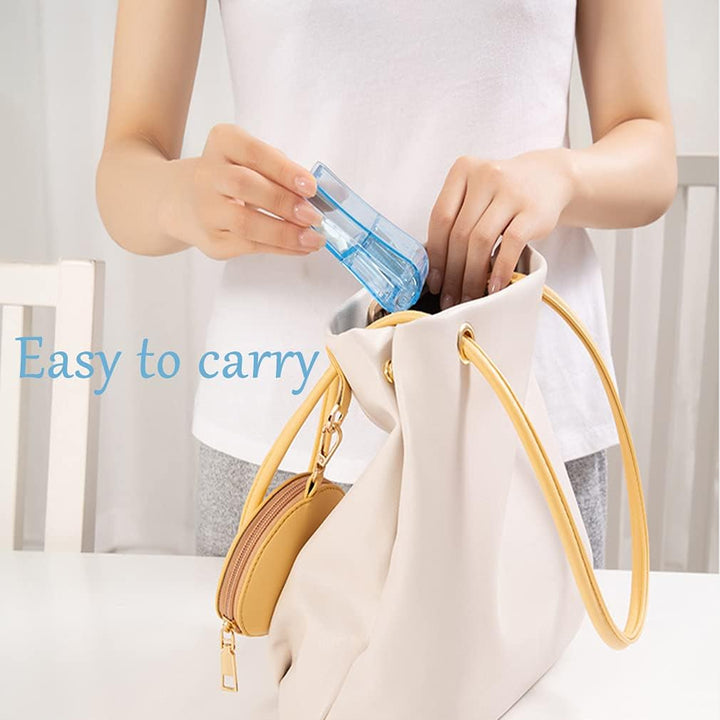 Pill Cutter, Portable Tablet Cutter with Blade and Storage Compartment 2-In-1 Pill Splitter Pill Case Half Quarter for Small or Large Pills Transparent Blue