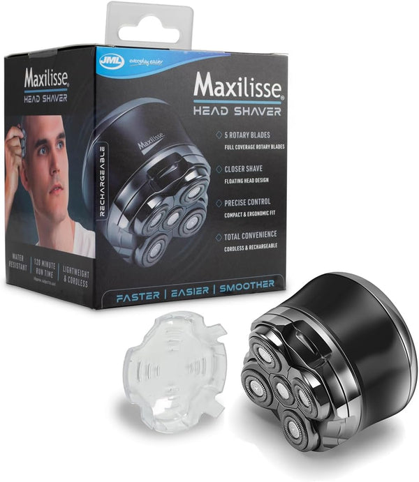 Maxilisse Head Shaver for Men - Professional Electric Shaver with 5 Floating Heads, Cordless, Rechargeable & Lightweight Design with Ergonomic Comfort Grip for Ultra-Close Smooth Head Shaving