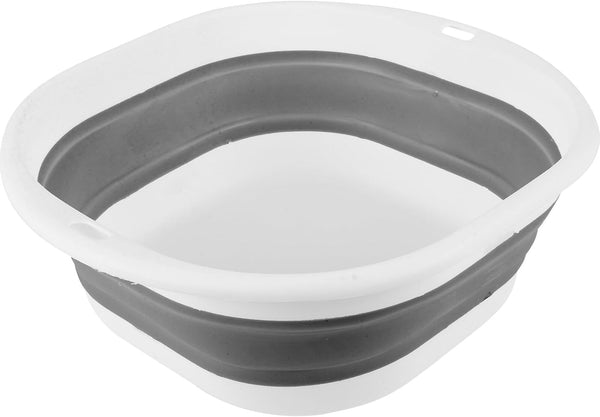 Foldable Washing Basin Portable Multi-Use Wash Tub for Bathing Travel and Home Use Collapsible Wash Bowl with Hook for Easy Drying Space-Saving Design in Grey-White Small