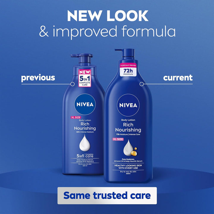 Rich Nourishing Body Lotion (625Ml), Rich 72H Hydration Moisturiser for Dry Skin Made with Deep Moisture Serum and Almond Oil, Extra Large  Body Lotion