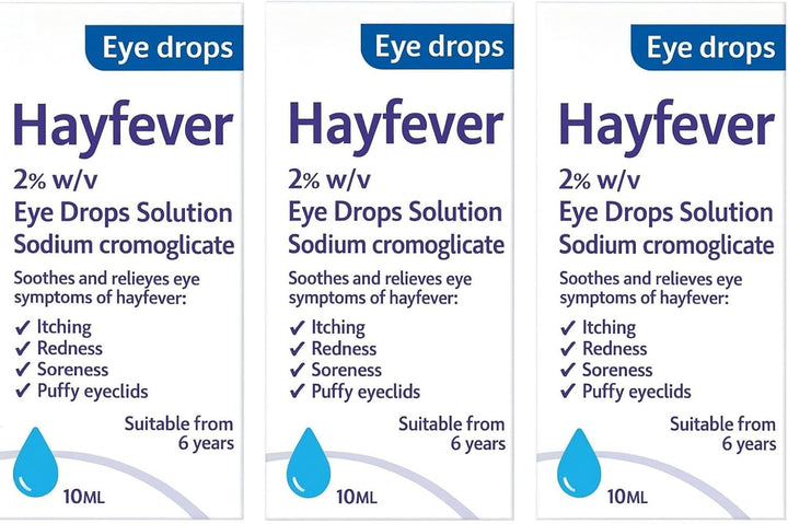 Sodium Cromoglicate 2% Hayfever Eye Drops 10Ml Pack of – Allergy Relief for Itchy Eyes – Non-Drowsy Hayfever Medicine for Adults & Children 6+