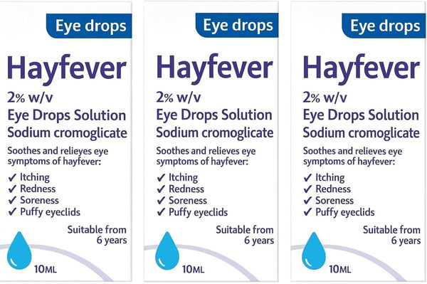 Sodium Cromoglicate 2% Hayfever Eye Drops 10Ml Pack of – Allergy Relief for Itchy Eyes – Non-Drowsy Hayfever Medicine for Adults & Children 6+