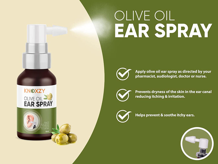 Olive Oil Ear Spray, Wax Removal Natural Spray for Infections & Pain Softener Relief Clinically Tested - 10 Ml X 1