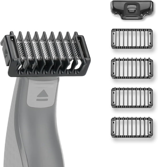 Double-Sided Attachments Compatible with O Blade & Oblade Pro QP2724 QP2520 QP2530 QP2620 QP2630 Trimmer, 4 Combs of 1, 2, 3 and 5 Mm, Maintain Your Perfect Stubble Length