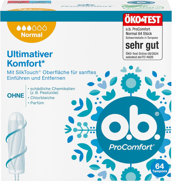 Procomfort Normal Tampon for Medium to Stronger Days, Ultimate Comfort* and Reliable Protection, Pack of 64
