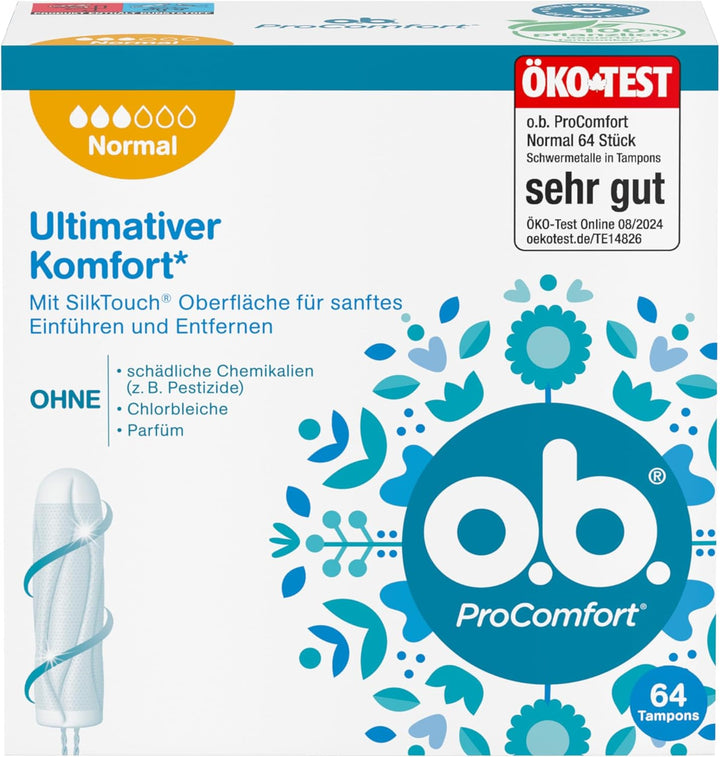 Procomfort Normal Tampon for Medium to Stronger Days, Ultimate Comfort* and Reliable Protection, Pack of 64