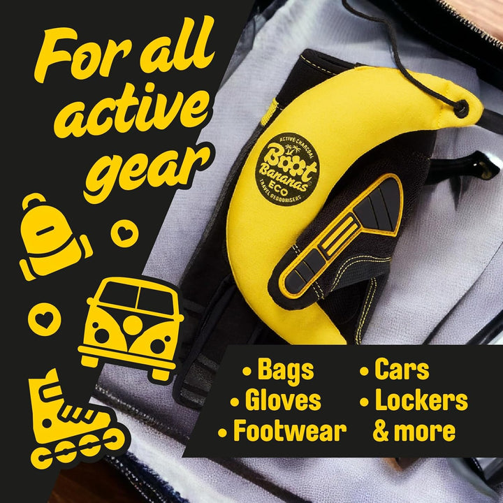 Eco Travel Deodorisers – Fragrance-Free Activated Charcoal Odour Removers for Smelly Shoes, Gloves & Bags – Lightweight, Compostable, Reusable Freshness on the Go – Lasts up to 12 Months