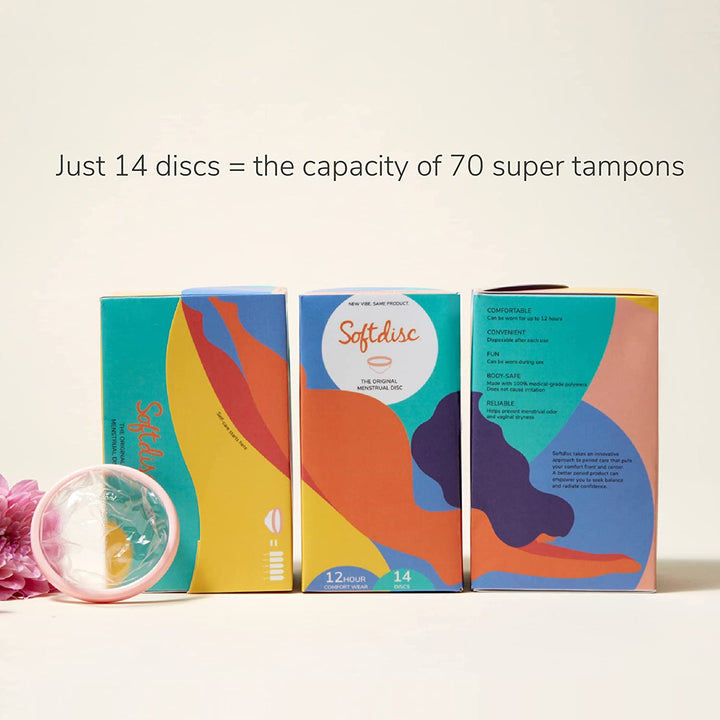 Softdisc Menstrual Discs | Disposable Period Discs | Tampon, Pad, and Cup Alternative | Capacity of 5 Super Tampons | 14 Count