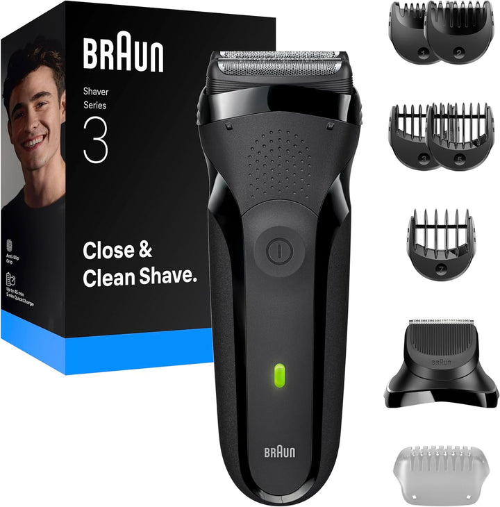 Series 3 Proskin Electric Shaver, Rechargeable and Cordless Wet & Dry Electric Razor for Men with Pop up Precision Trimmer, 3040Si, Black/Blue
