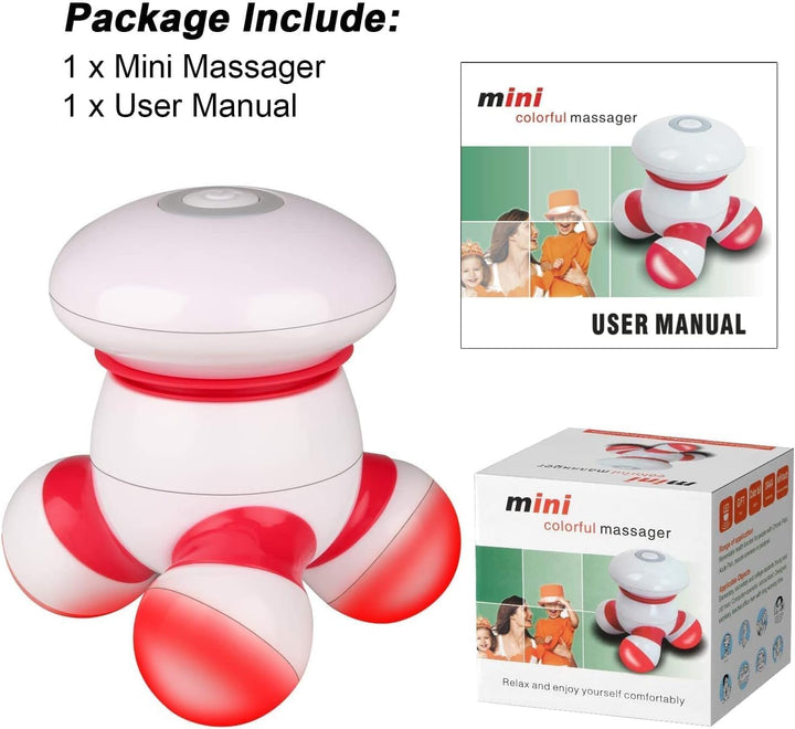 Cordless Mini Massager Portable Hand-Held Electric Vibrating Deep Tissue Percussion Body Massager for Back, Neck, Hand, Shoulder, and Full Body Pain Relief, 3AAA Battery Operated to Use Everywhere