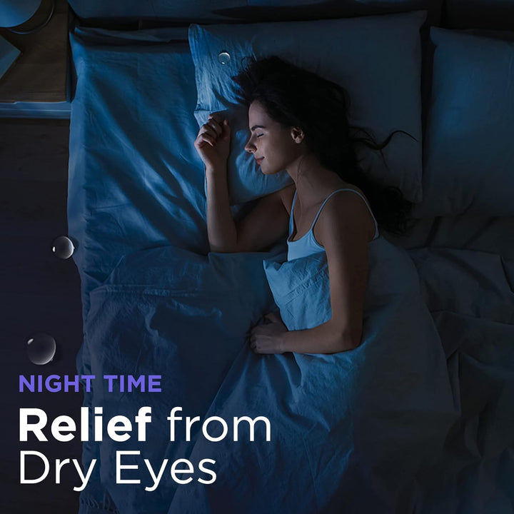 Night Eye Drops, Symptom Relief for Tired, Dry, Stressed, Gritty, Burning and Tearing Eyes, Preservative Free and Restores Moisture during Sleep, 10Ml