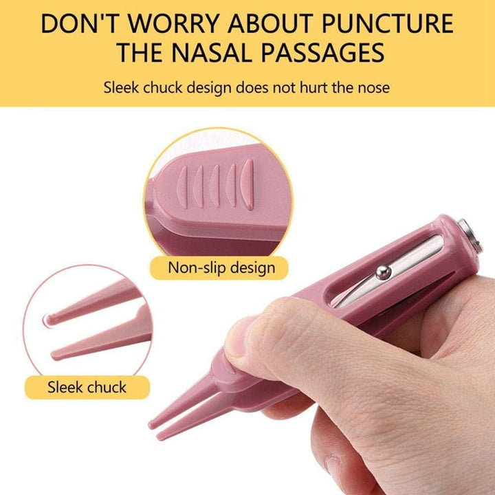 Baby Nasal Tweezer, Anti-Skid Safety Round-Head Baby Cleaning Tweezers Ear Nose Navel Cleaner Clip Tool with LED Light