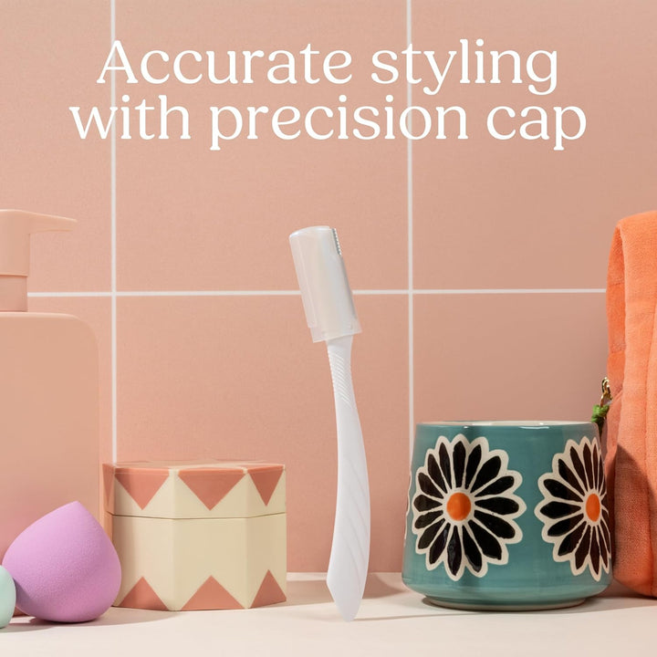 Intuition Eyebrow Shaper for Women, Pack of 3 Disposable Razors, Exfoliating Dermaplaning Tool, Facial Hair Remover & Trimmer