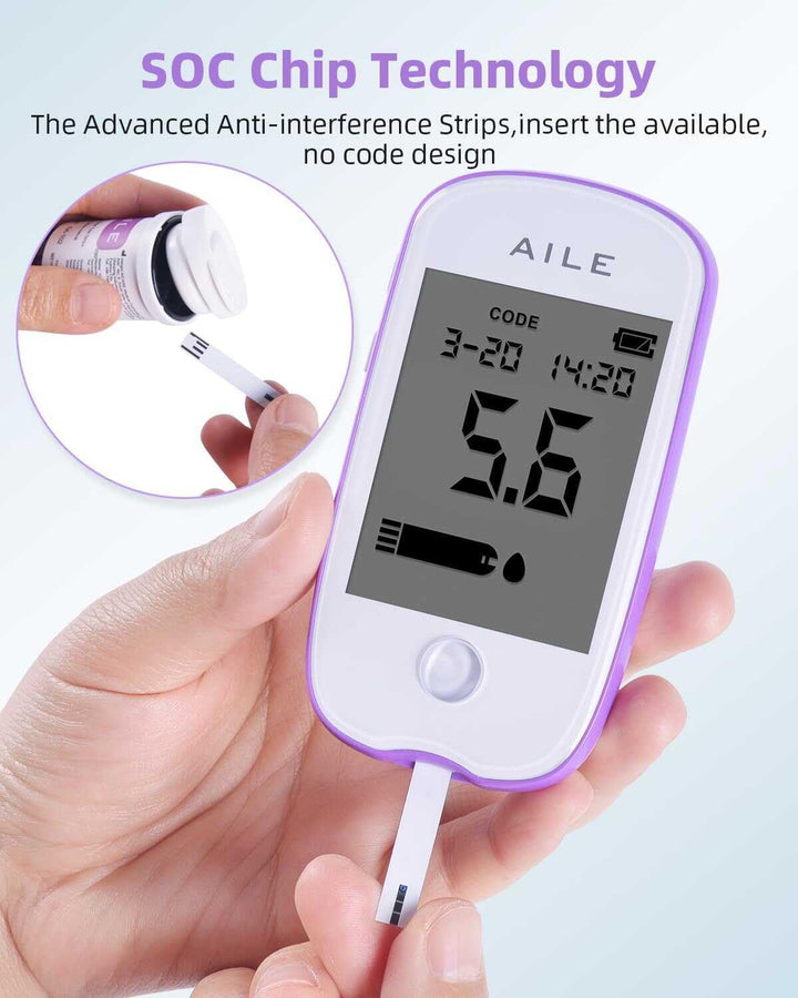 Blood Glucose Test Kit for Diabetes: Blood Sugar Monitor Testing Kits Diabetics Meter for Home Use Test Strips X 50 and Low Pain Lancing Devices X 50 Testing Monitoring 5 Seconds Accurate Machine