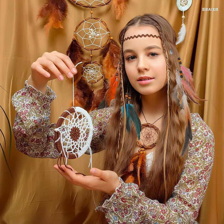 6Pcs Feather Hair Clip, Hair Feathers Extensions, Boho Hippie Festival Accessories, Handmade Hairpin Headdress for Women Girls Halloween Cosplay Costume