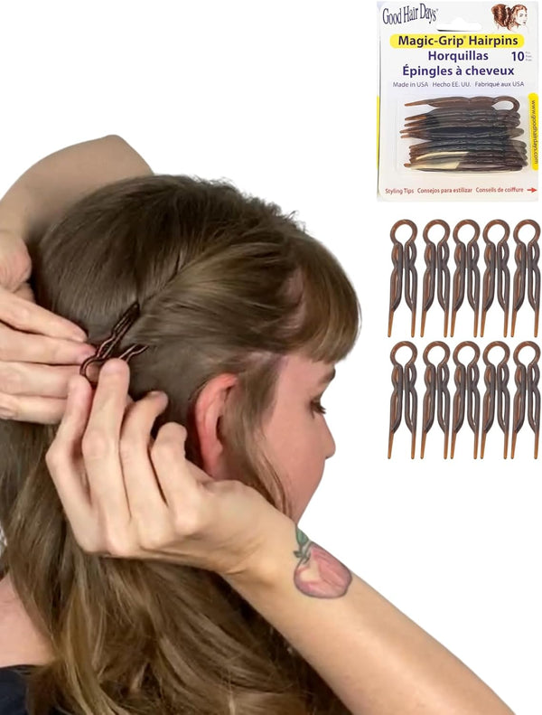 Hair Pins - Plastic, U-Shaped Magic Grip Hairpins, Strong Durable Pins for Fine, Thick & Long Hair, Hair Styling Accessories (Tortoise Shell)
