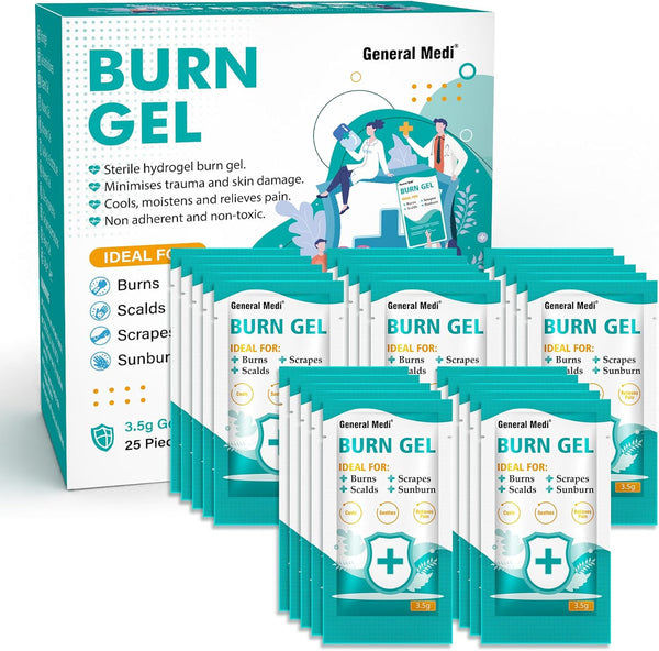 Burn Gel - 25 Packs First Aid Burns Care Scalds Sunburn Dressings Cooling Gel