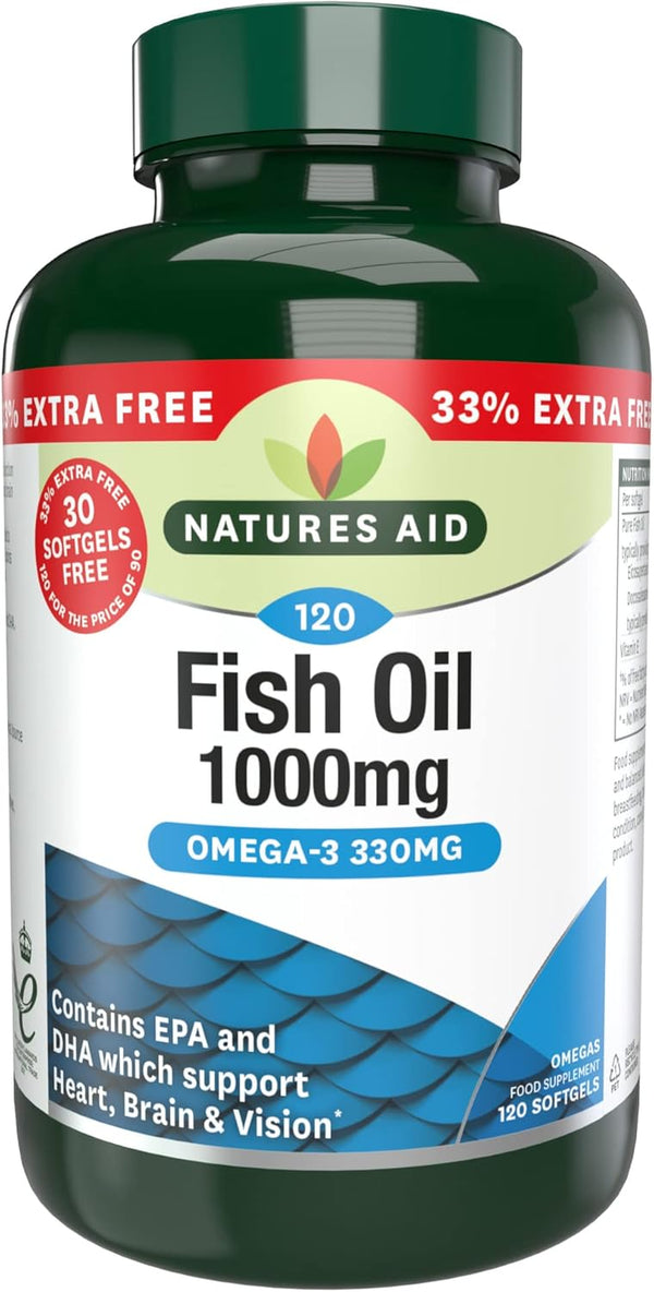 Fish Oil 1000Mg – High Strength Omega-3 Supplement with DHA & EPA – Supports Heart, Brain Vision, Immune & Joint Health Non-Gmo – High Strength Natural Fish Oil – 120 Softgel Capsules