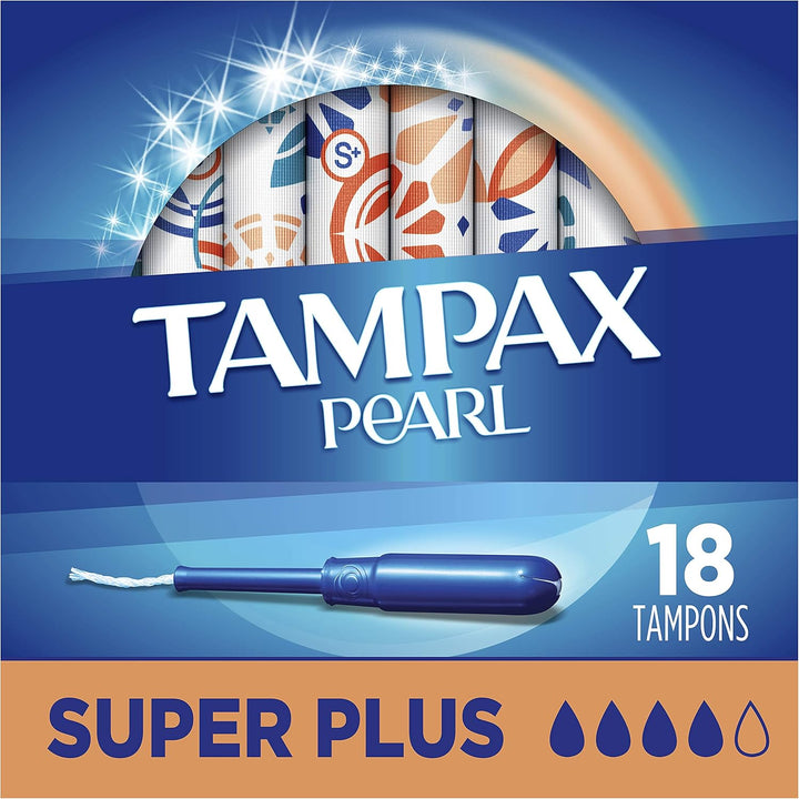 Pearl Tampons with Plastic Applicator, Super plus Absorbency, Unscented, 18 Count
