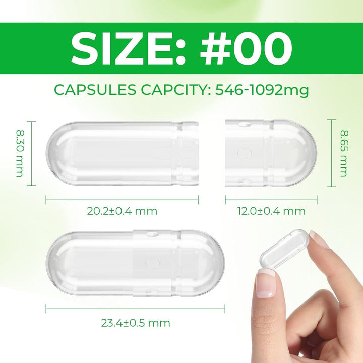 Empty Capsules, jn 100 Count Clear Vegetarian Capsules, Size 00 DIY Pill Capsules Filling Empty Caps with Micro Lab Spoon, Kosher, ISO9001, Gluten Free, Halal Certified, Non-Gmo Certified