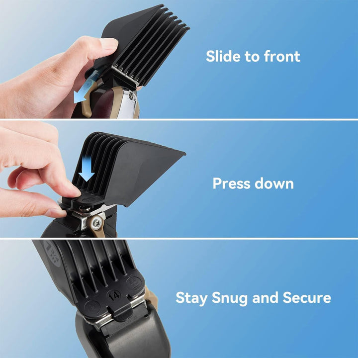 Clipper Guards Set for Wahl 16 14 12 10, for Clippers and Babyliss FX870, Clipper Guides Replacement - 4 Piece Set for Multiple Sizes Universal 1.25", 1.5",1.75",2", Black